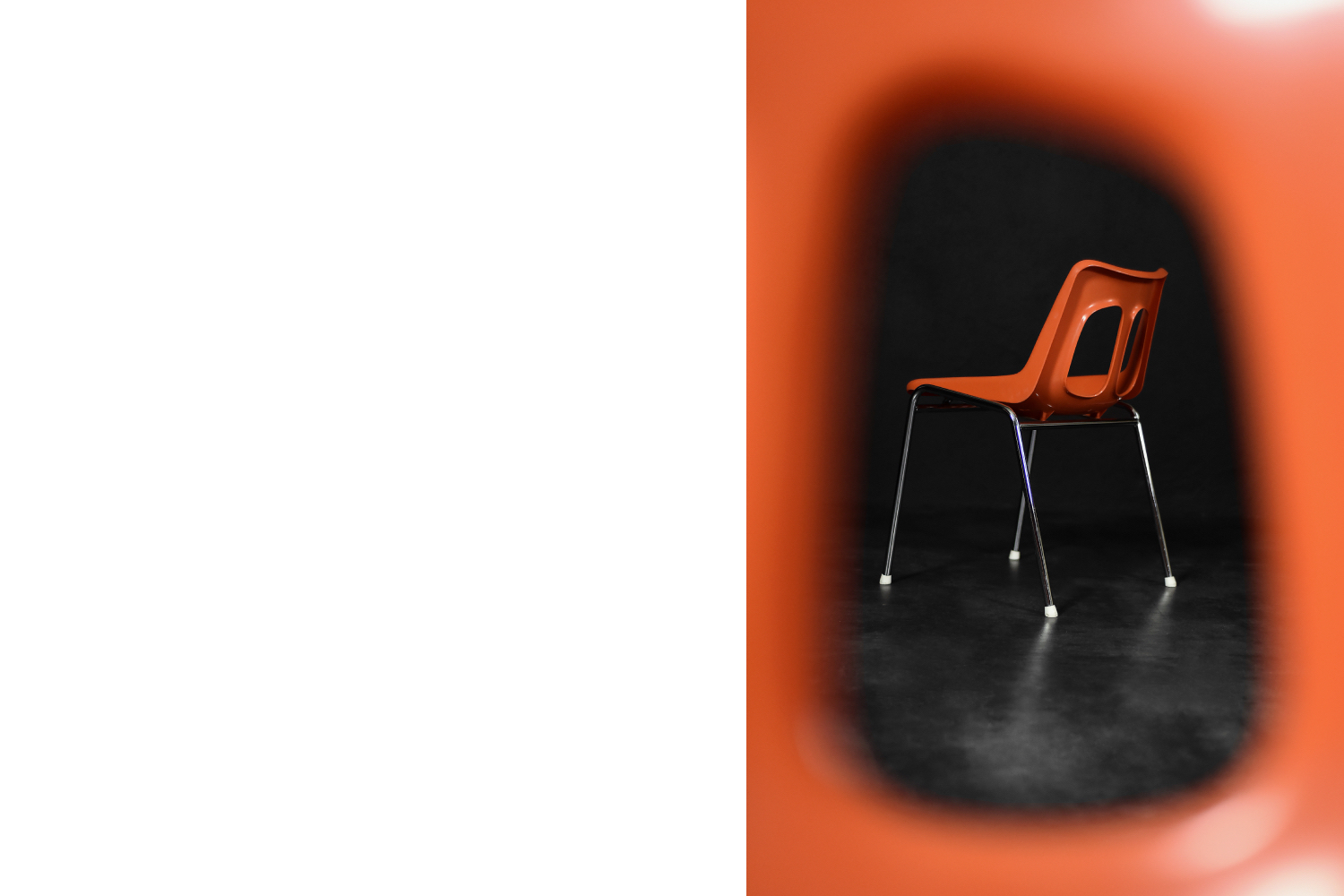 Mid-Century Modern Israeli Orange Plastic & Chrome Chair from Plasson, Set of 2, 1960s