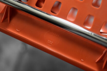 Mid-Century Modern Israeli Orange Plastic & Chrome Chair from Plasson, Set of 2, 1960s - Image 9
