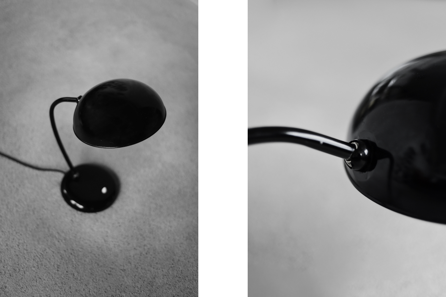 Vintage Bauhaus German Minimalist Black Metal Desk Lamp from Gebrüder Cosack Gecos, 1940s