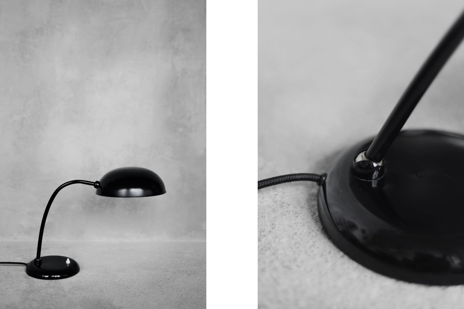 Vintage Bauhaus German Minimalist Black Metal Desk Lamp from Gebrüder Cosack Gecos, 1940s