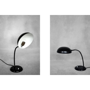 Vintage Bauhaus German Minimalist Black Metal Desk Lamp from Gebrüder Cosack Gecos, 1940s