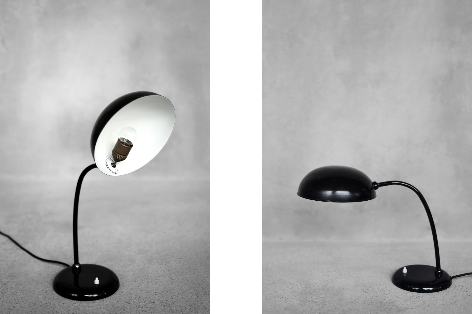 Vintage Bauhaus German Minimalist Black Metal Desk Lamp from Gebrüder Cosack Gecos, 1940s