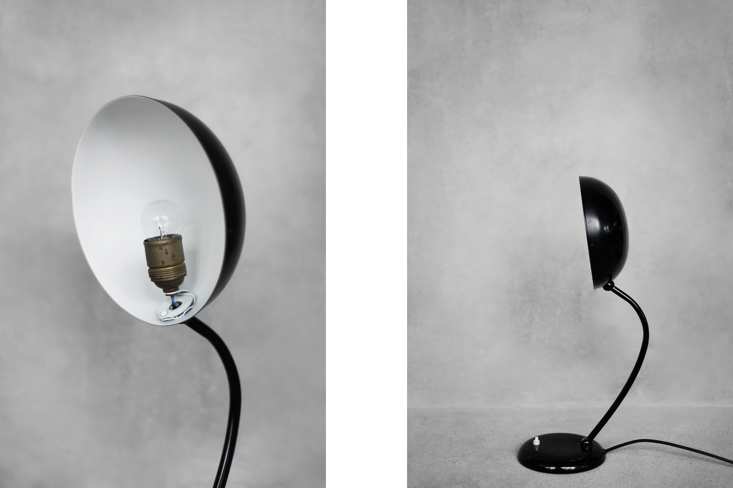 Vintage Bauhaus German Minimalist Black Metal Desk Lamp from Gebrüder Cosack Gecos, 1940s