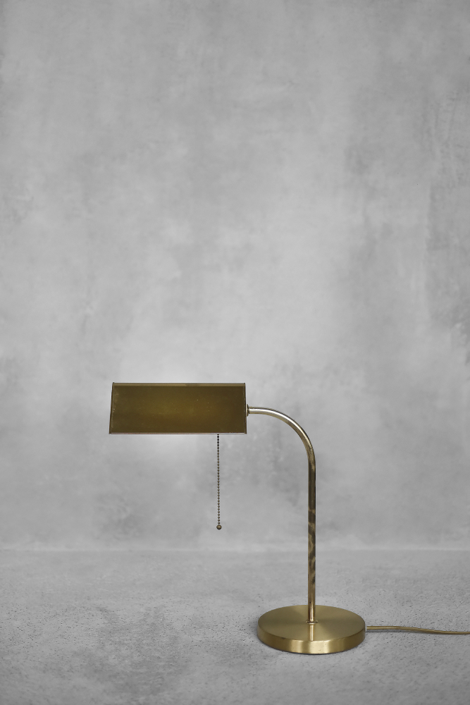 Mid-Century German Modern Gold Brass Desk Lamp with Chain from Karstadt AG, 1970s