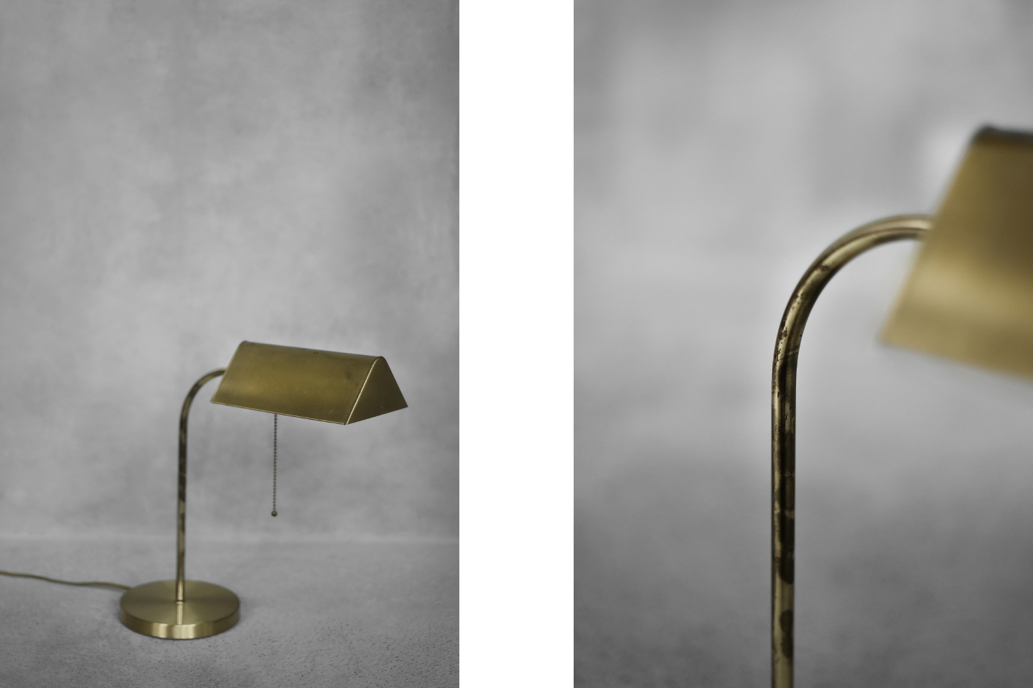 Mid-Century German Modern Gold Brass Desk Lamp with Chain from Karstadt AG, 1970s