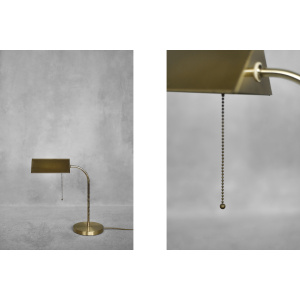 Mid-Century German Modern Gold Brass Desk Lamp with Chain from Karstadt AG, 1970s
