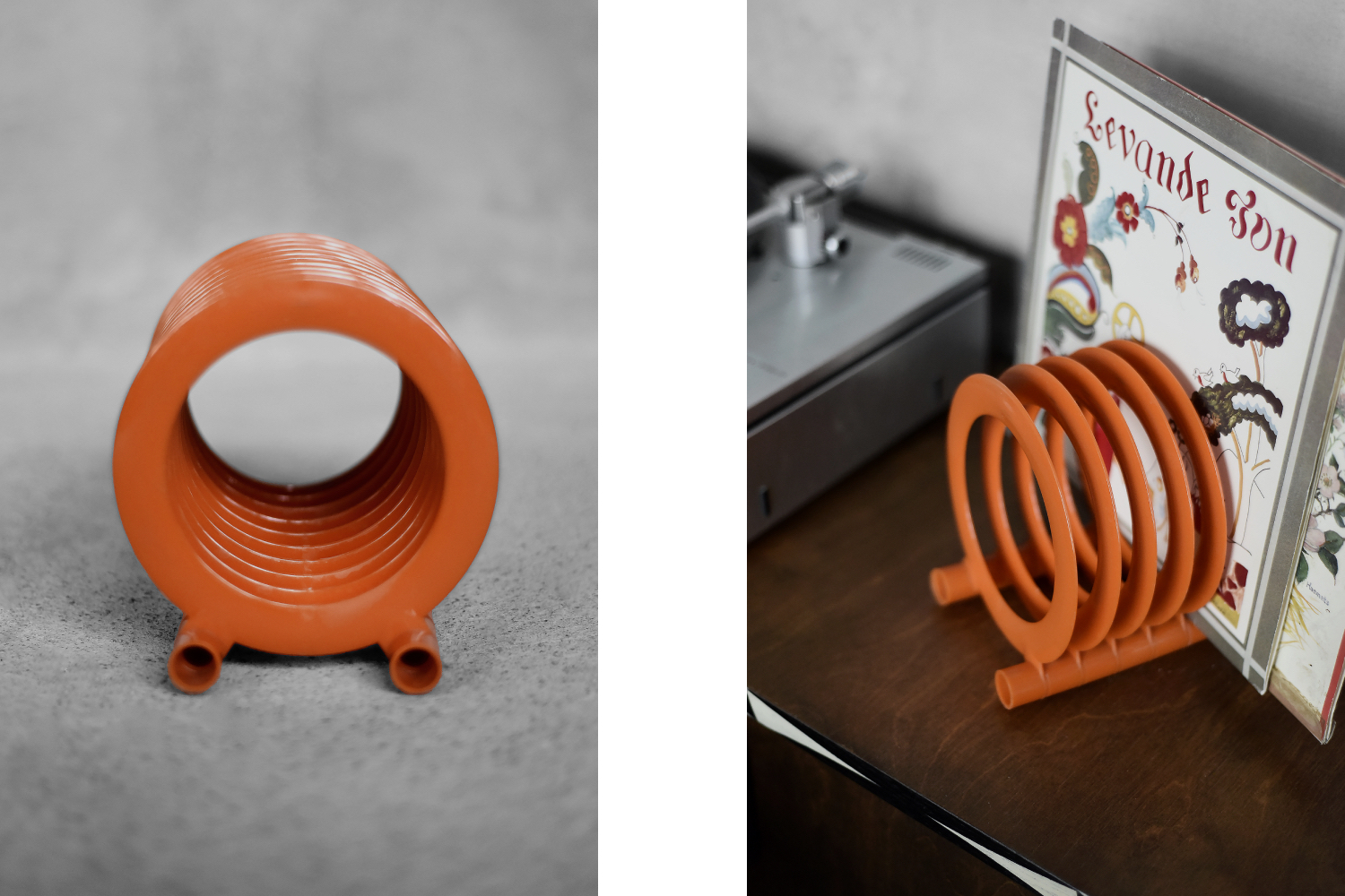 Mid-Century Polish Modern Orange Plastic Vinyl Record Holder from ZZG Biały Dunajec, 1970s
