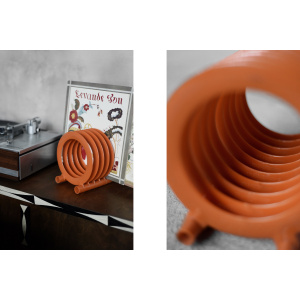 Mid-Century Polish Modern Orange Plastic Vinyl Record Holder from ZZG Biały Dunajec, 1970s