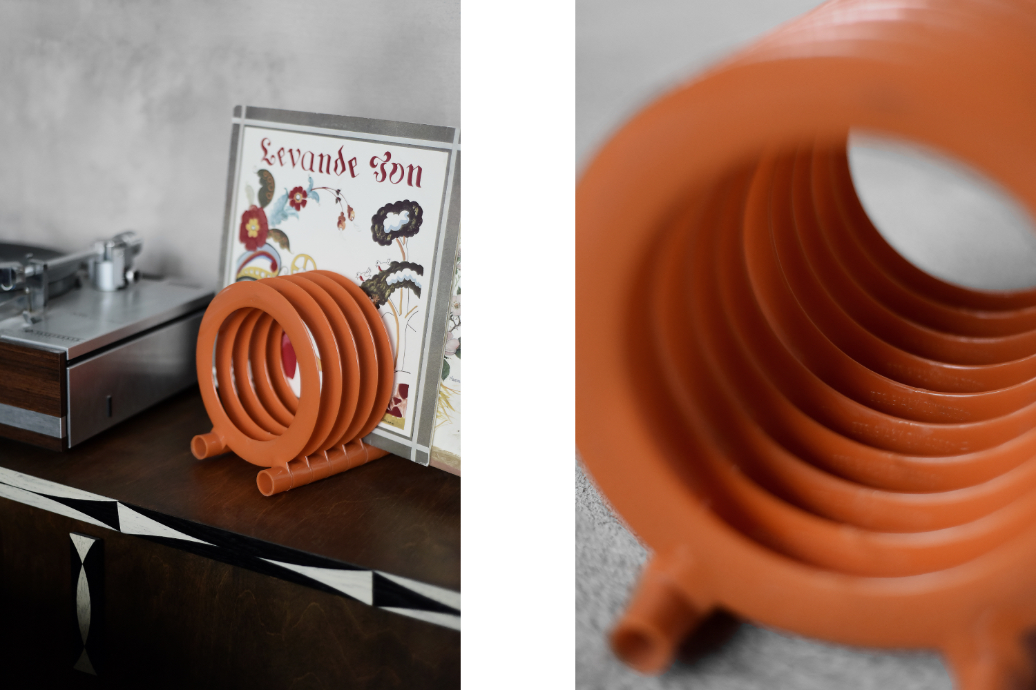 Mid-Century Polish Modern Orange Plastic Vinyl Record Holder from ZZG Biały Dunajec, 1970s