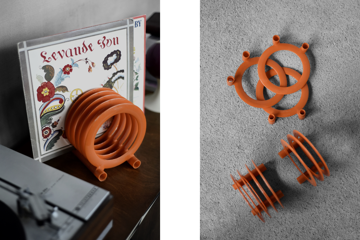 Mid-Century Polish Modern Orange Plastic Vinyl Record Holder from ZZG Biały Dunajec, 1970s