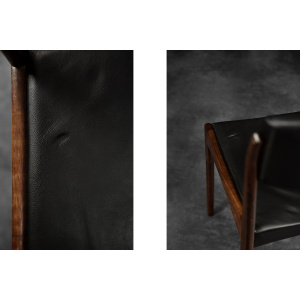 Vintage Mid-Century Scandinavian Modern Rosewood & Black Leather Chairs by H.W. Klein for Bramin, 1960s, Set of 3