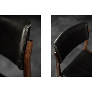 Vintage Mid-Century Scandinavian Modern Rosewood & Black Leather Chairs by H.W. Klein for Bramin, 1960s, Set of 3