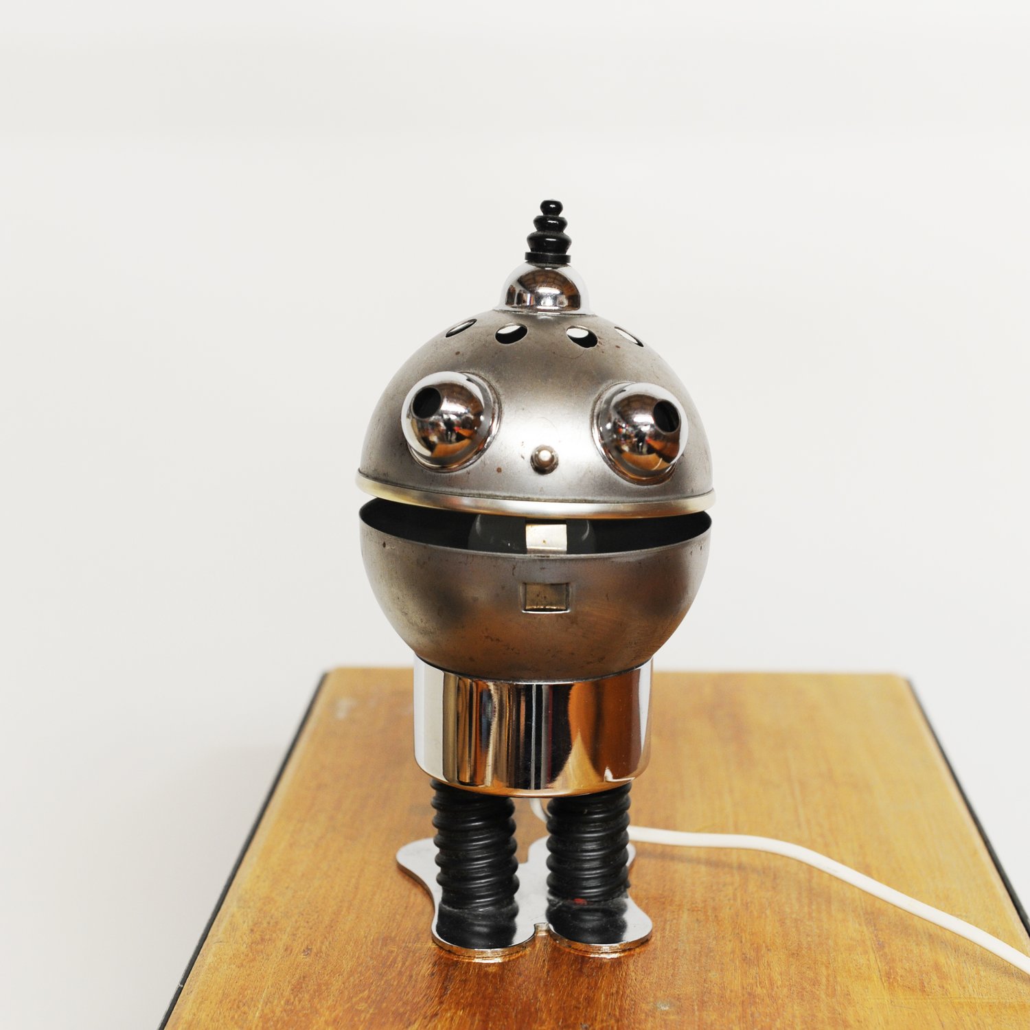 Vintage Metallic Robot Lamp By Satco, 1970s