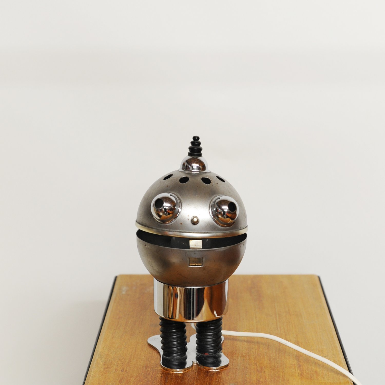 Vintage Metallic Robot Lamp By Satco, 1970s