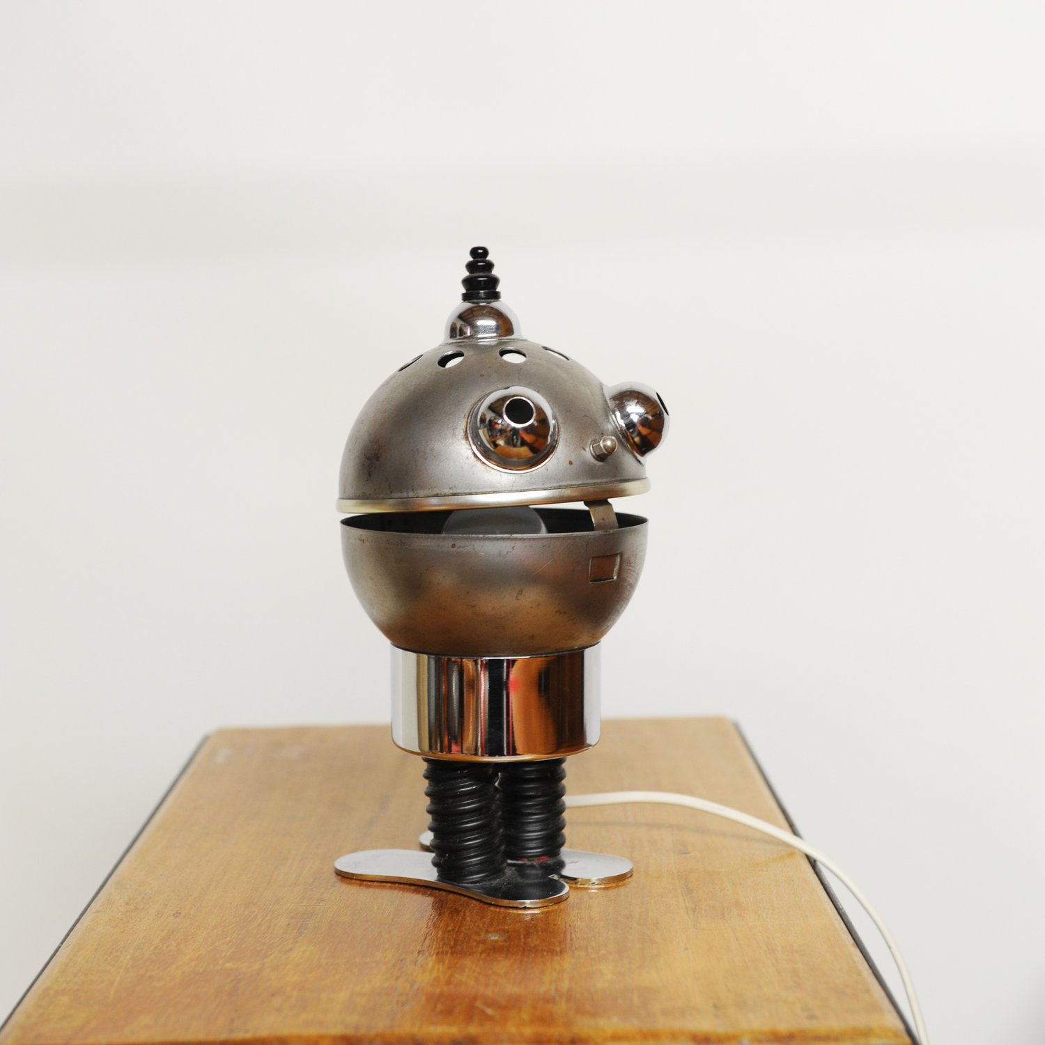 Vintage Metallic Robot Lamp By Satco, 1970s