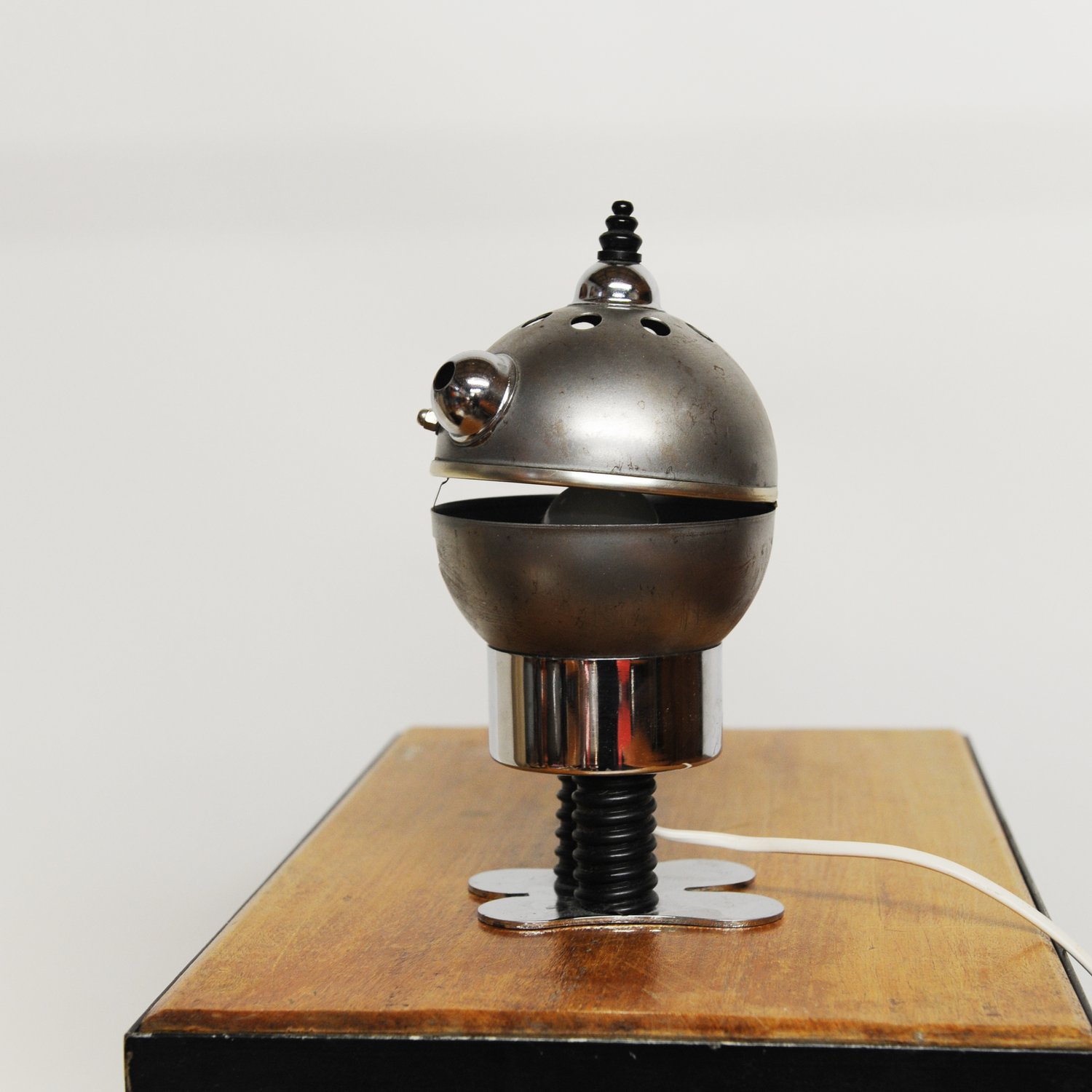 Vintage Metallic Robot Lamp By Satco, 1970s