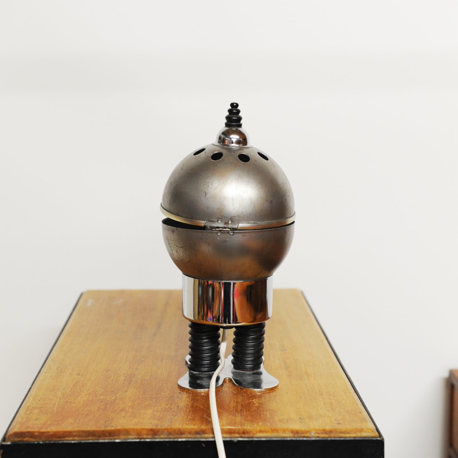 Vintage Metallic Robot Lamp By Satco, 1970s