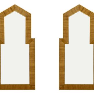 Gabriella Crespi Style Mid-Century Modern Italian Wood and Brass Mirror, Pair
