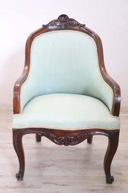 Antique upholstered walnut armchair - Image 2