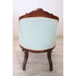 Antique upholstered walnut armchair