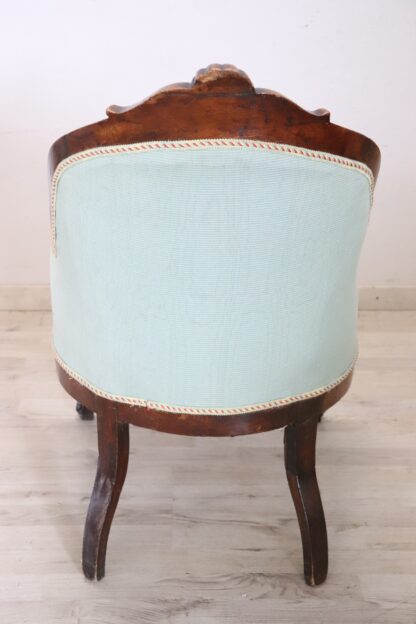 Antique upholstered walnut armchair - Image 6