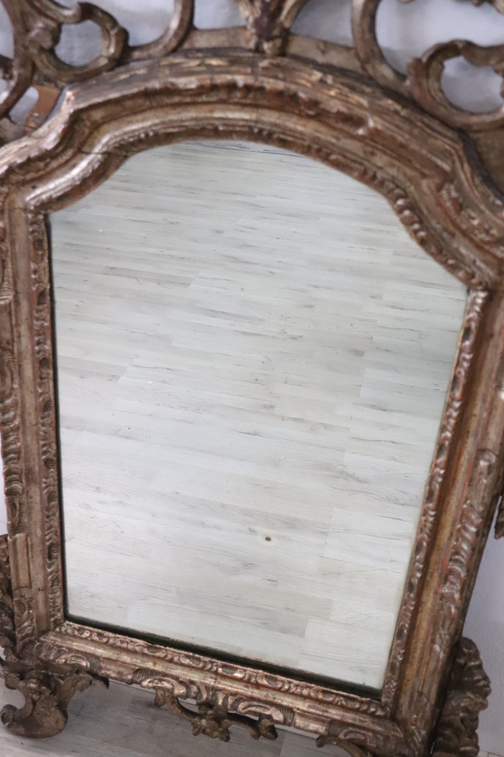 Antique Carved and Gilded Wood Wall Mirror