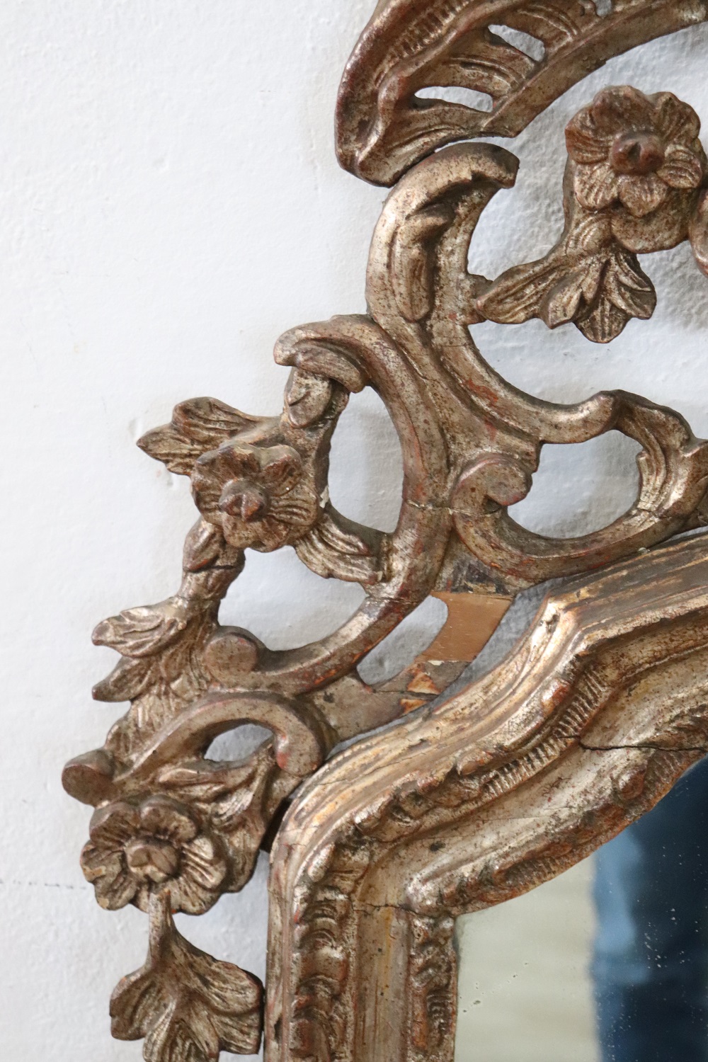 Antique Carved and Gilded Wood Wall Mirror