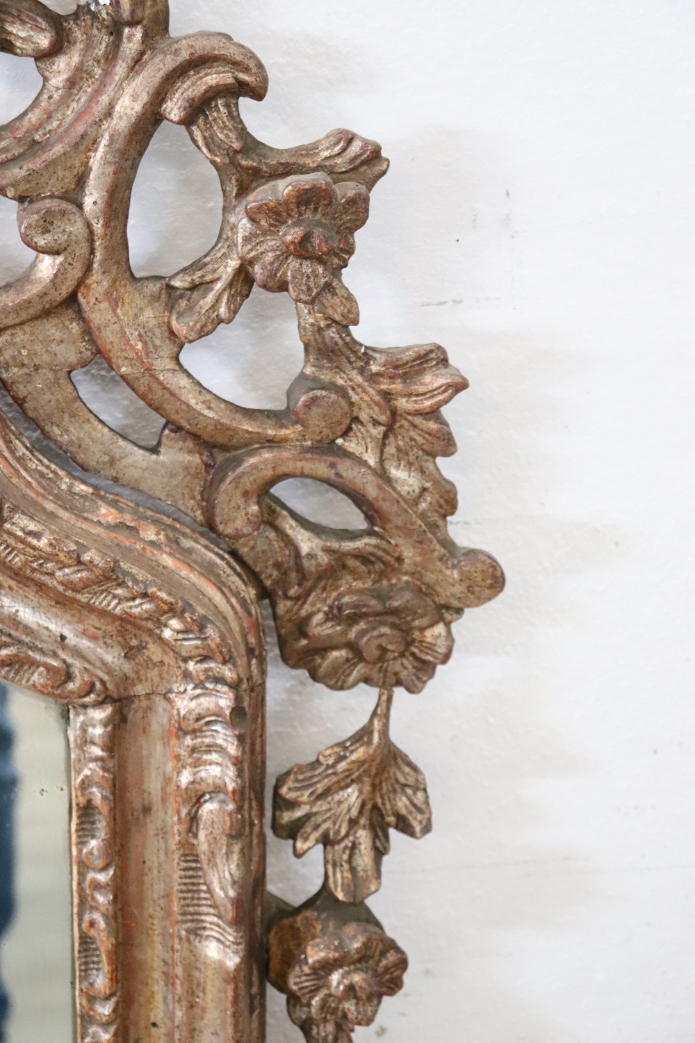 Antique Carved and Gilded Wood Wall Mirror