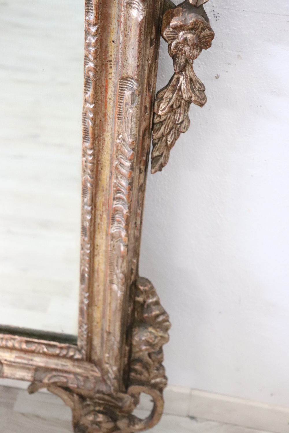 Antique Carved and Gilded Wood Wall Mirror