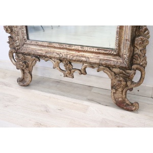 Antique Carved and Gilded Wood Wall Mirror