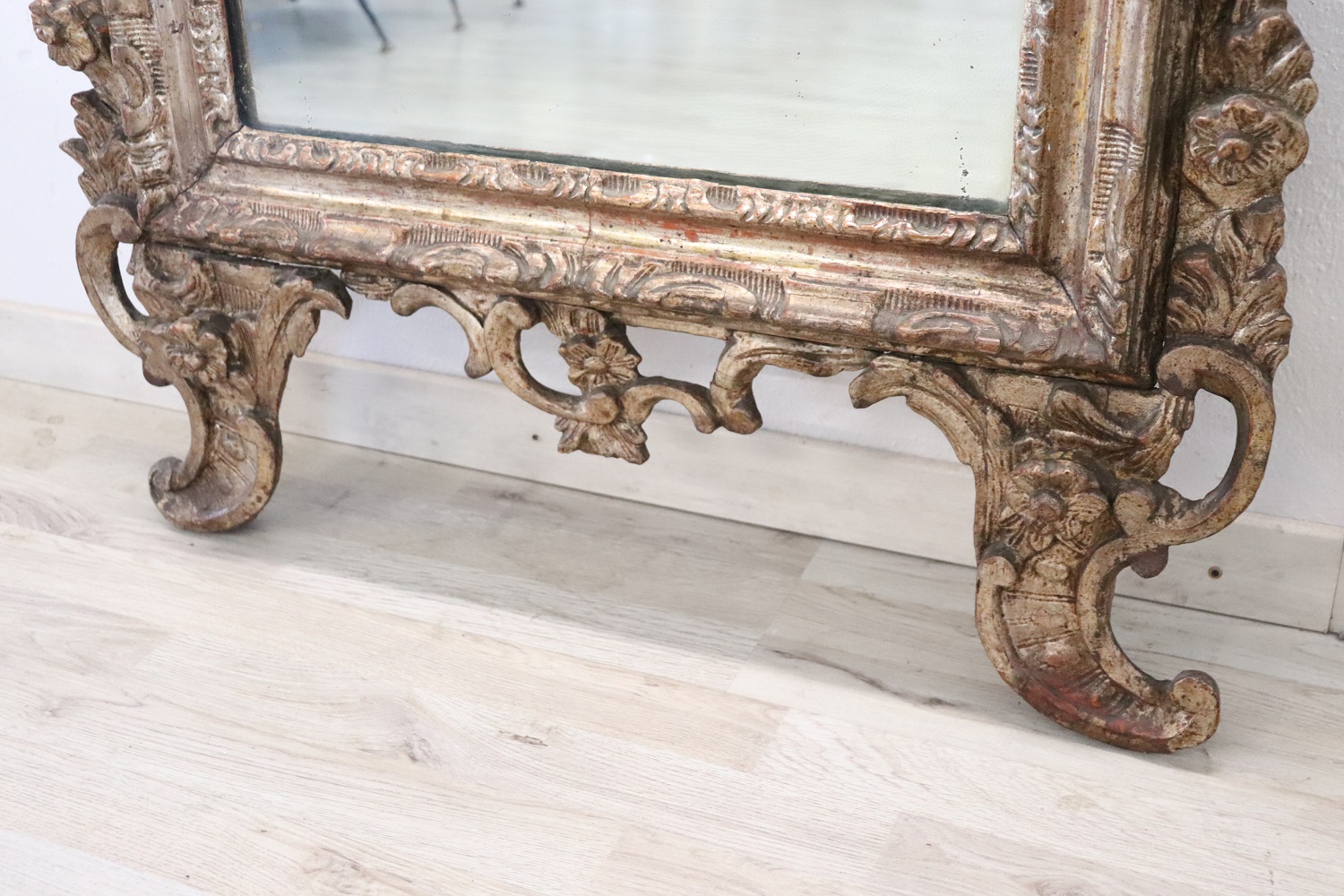 Antique Carved and Gilded Wood Wall Mirror