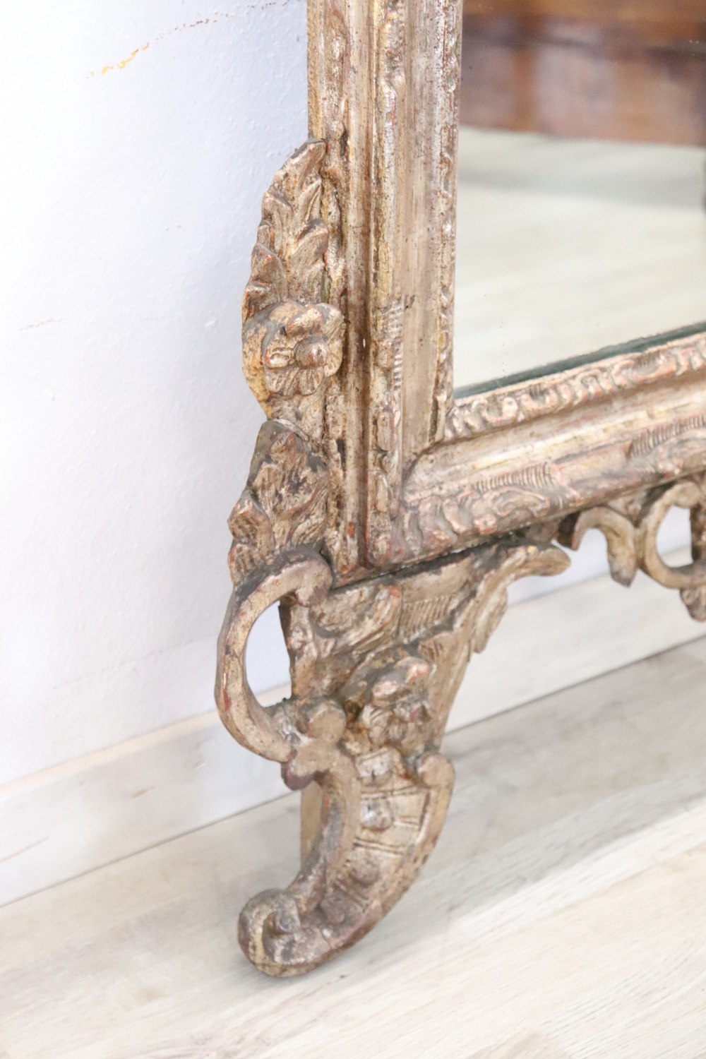 Antique Carved and Gilded Wood Wall Mirror