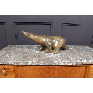 Bronze Polar Bear Sculpture By Pierre Chenet