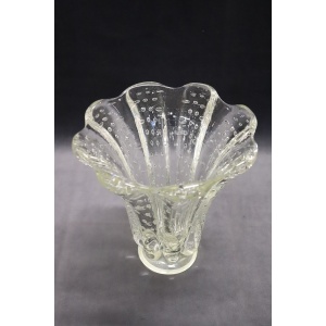 Mid-Century Murano Art Glass Transparent Vase
