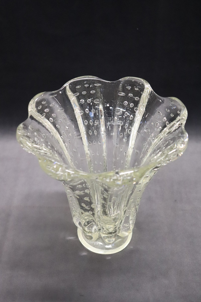 Mid-Century Murano Art Glass Transparent Vase