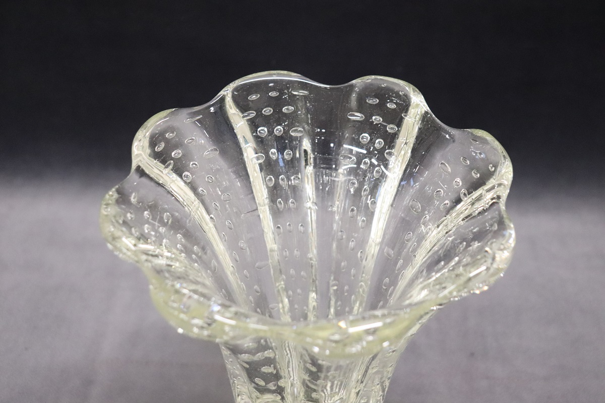 Mid-Century Murano Art Glass Transparent Vase