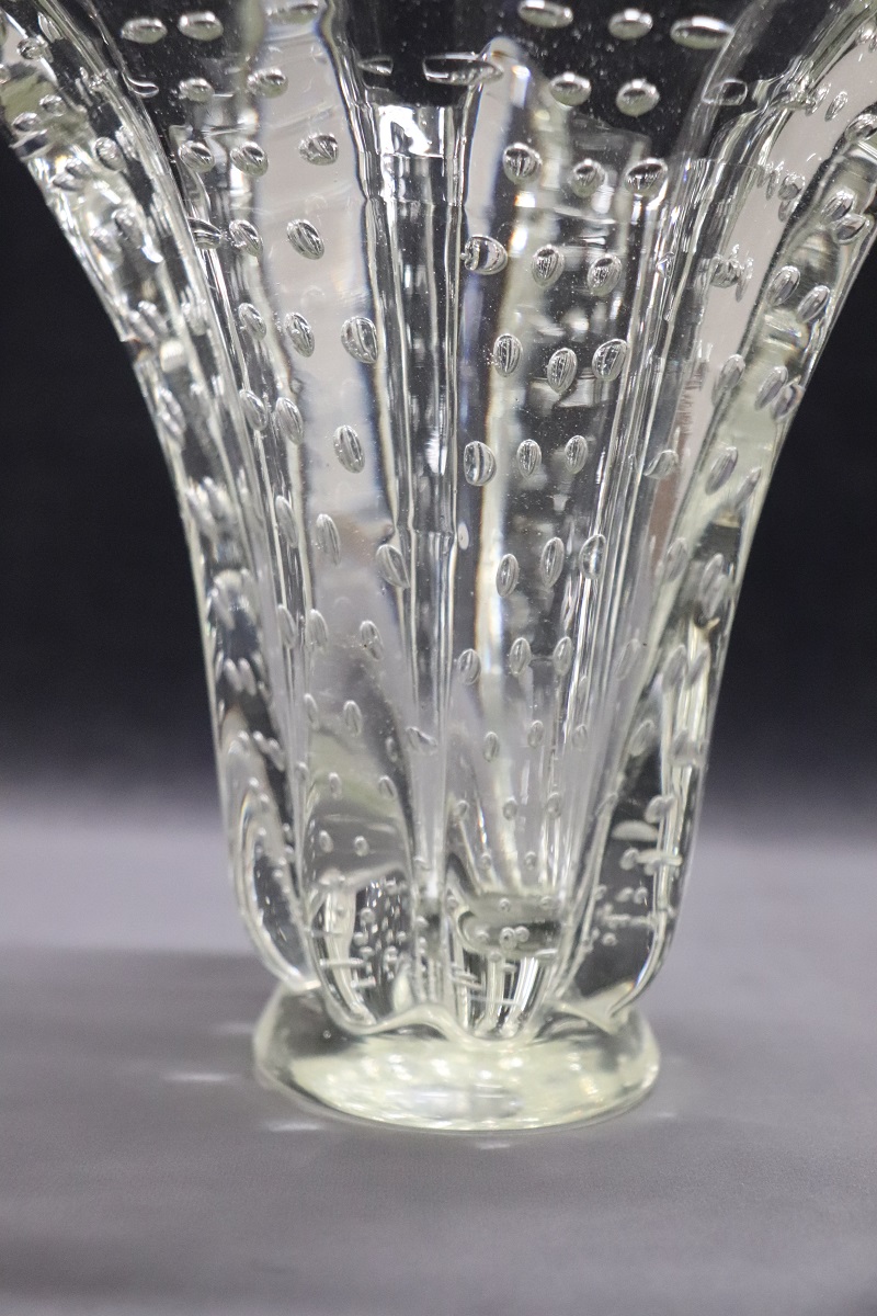 Mid-Century Murano Art Glass Transparent Vase
