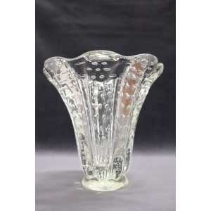 Mid-Century Murano Art Glass Transparent Vase