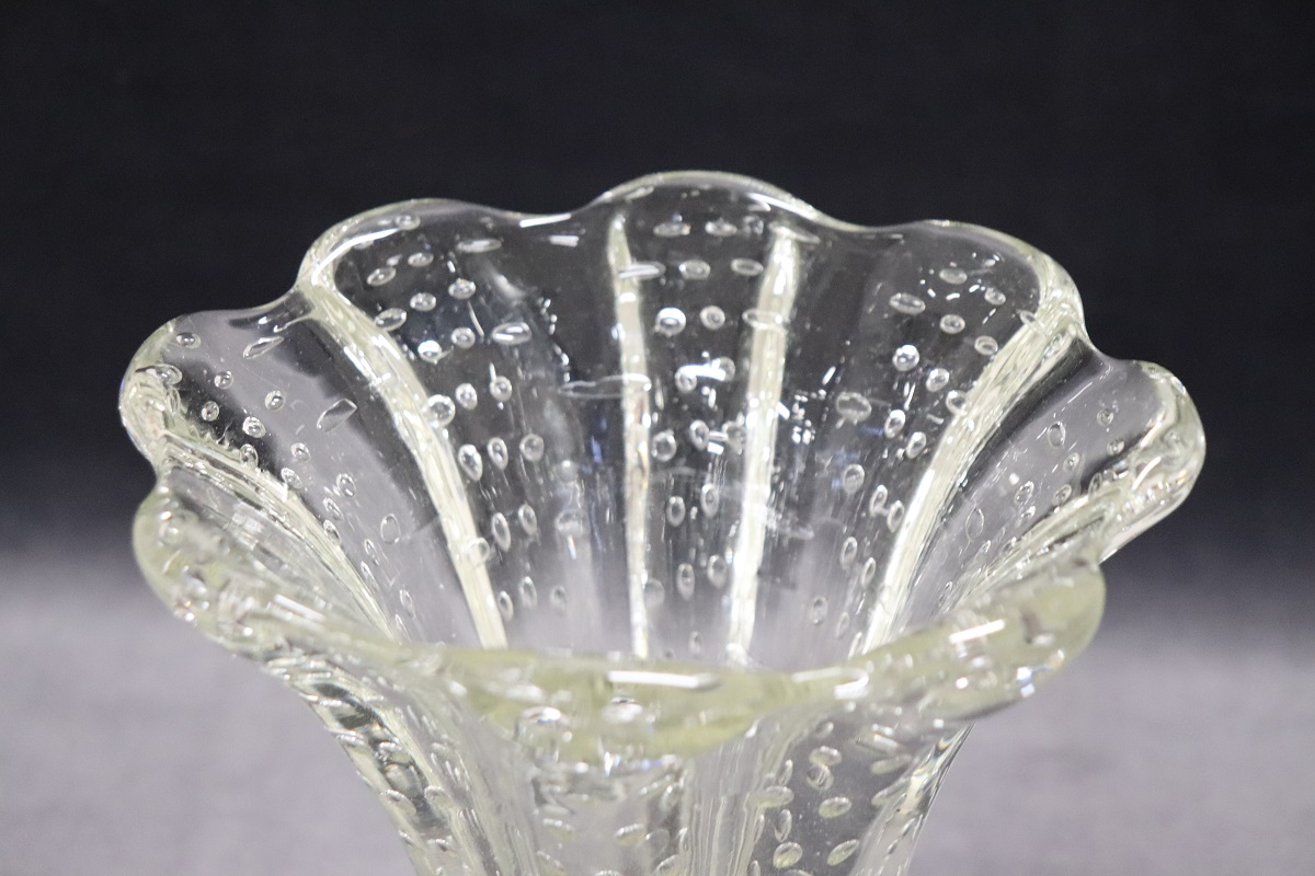 Mid-Century Murano Art Glass Transparent Vase