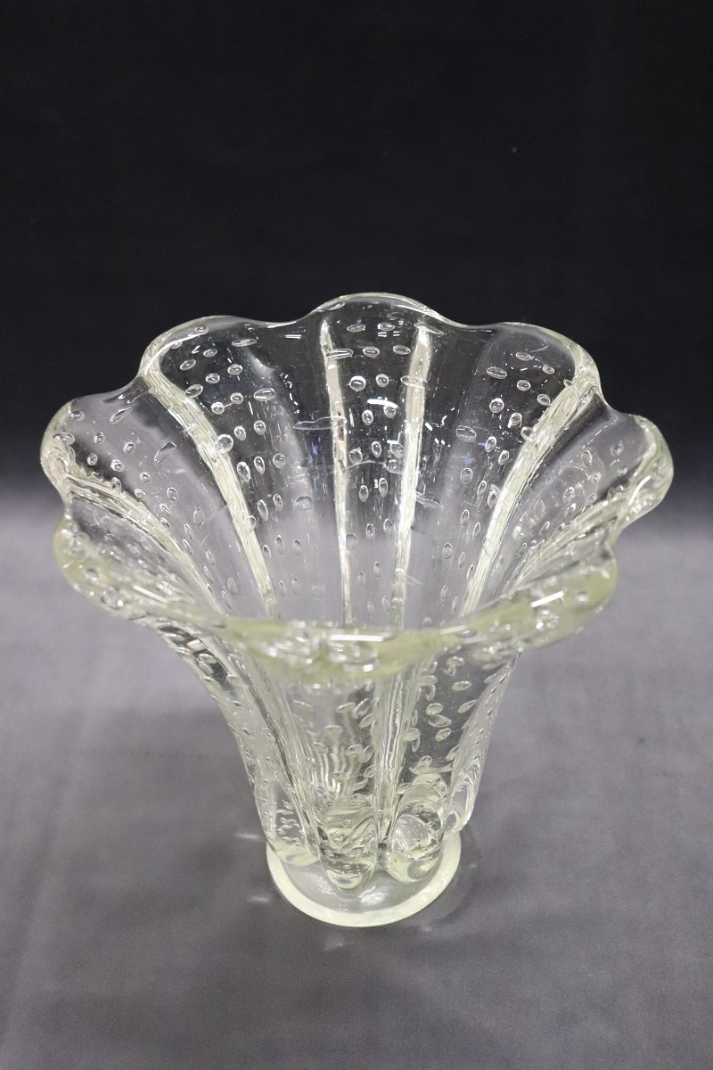 Mid-Century Murano Art Glass Transparent Vase