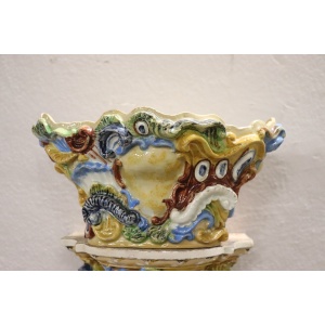 Italian Majolica Wall Vases, Late 19th Century, Set of 2