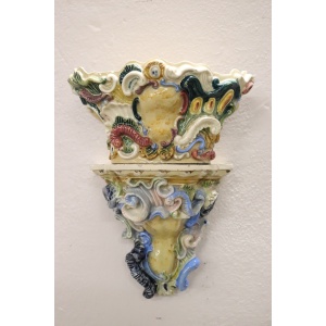 Italian Majolica Wall Vases, Late 19th Century, Set of 2