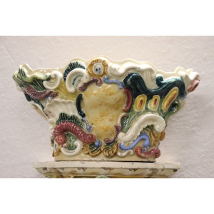 Italian Majolica Wall Vases, Late 19th Century, Set of 2