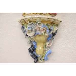 Italian Majolica Wall Vases, Late 19th Century, Set of 2