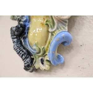 Italian Majolica Wall Vases, Late 19th Century, Set of 2