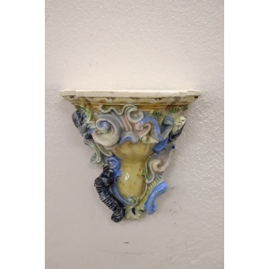 Italian Majolica Wall Vases, Late 19th Century, Set of 2