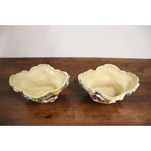 Italian Majolica Wall Vases, Late 19th Century, Set of 2