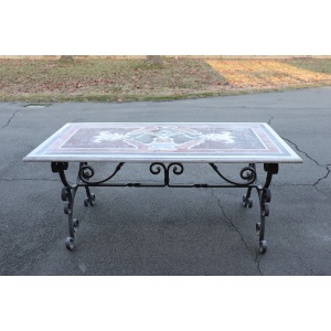 Garden Table in Iron with Marble Top