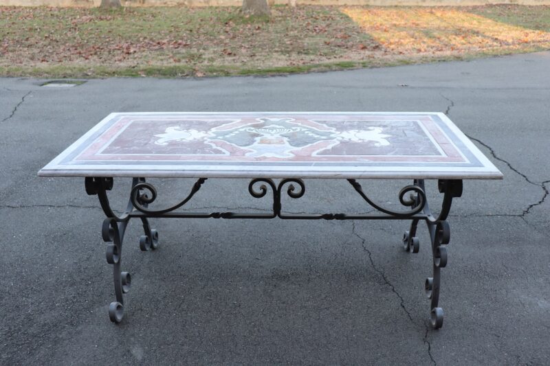 Garden Table in Iron with Marble Top