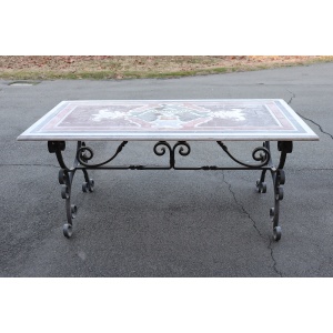 Garden Table in Iron with Marble Top